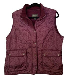 Eddie Bauer Plum Quilted Zipper Button Combo Vest Size XL